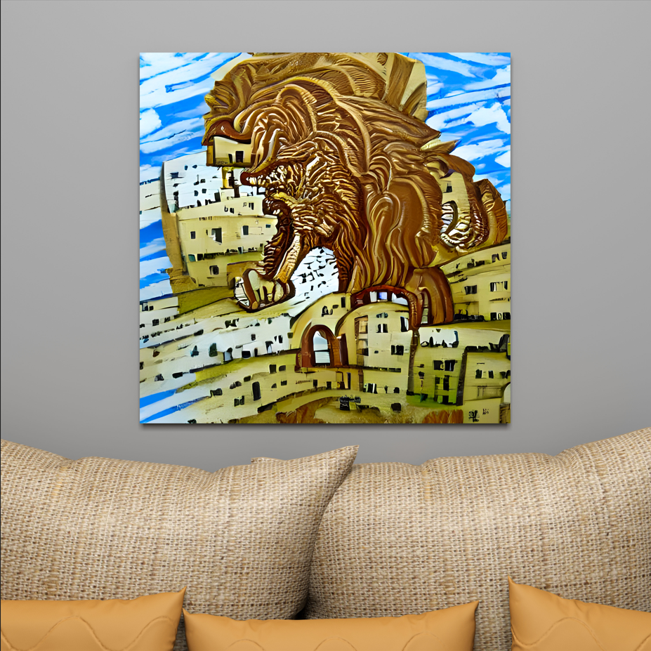 Lion Roaming Through Jerusalem detailed painting acrylic art watercolor (2)