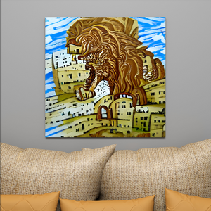 Lion Roaming Through Jerusalem detailed painting acrylic art watercolor (2)