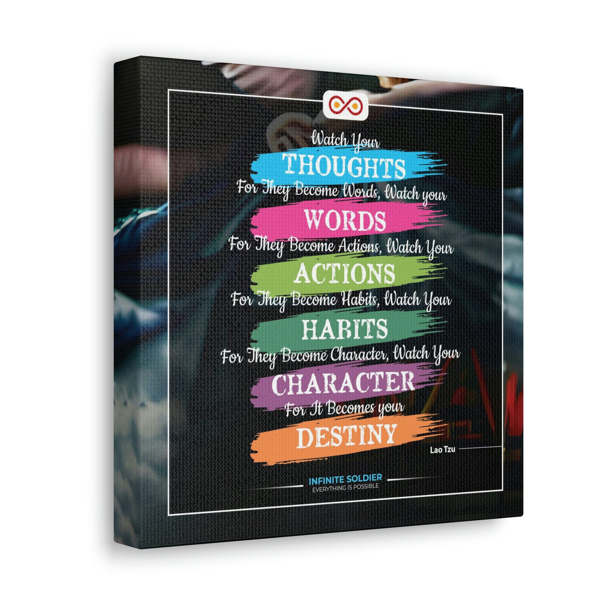 Mental Health Poster Watch Your Thoughts Motivational Square Canvas Poster | Infinite Soldier