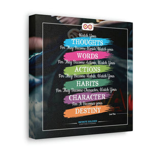 Mental Health Poster Watch Your Thoughts Motivational Square Canvas Poster | Infinite Soldier