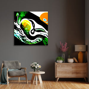 Sperm and Egg Collide street art futuristic  glowing neon spiraling