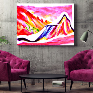 Slide Down Infinite Mountains detailed painting watercolor oil on canvas