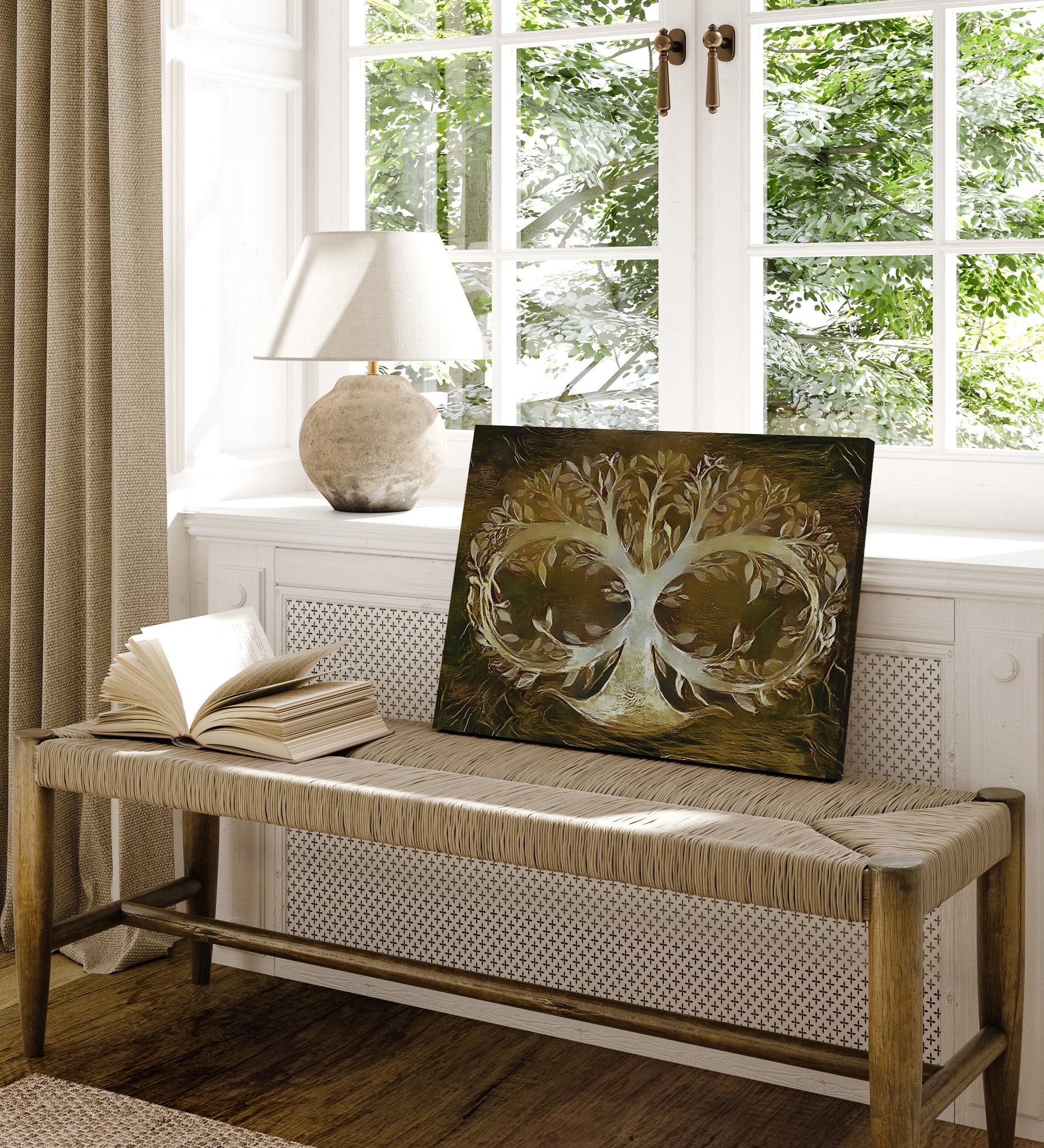 Brown Infinite Tree Of Life Wall Art, Canvas Painting, Infinity , Fine Canvas Print, Wall Decor, Abstract, Digital Art, Family Tree Artwork