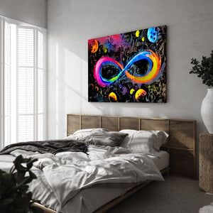 Infinite Galaxy Textured Infinity Wall Art, Wall Decor,  Artistic Painting,  Stretched Canvas, Poster, Digital Artwork, Rainbow,