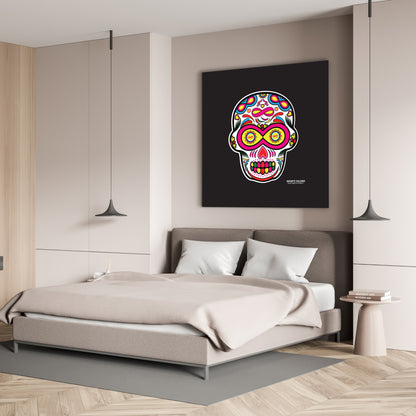 Sugar Skull To Infinity Mounted Canvas Print - Black