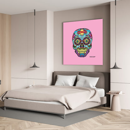 Sugar Skull To Infinity Mounted Canvas Print - Pink