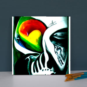 Death does not part, only the lack of love infinity charcoal drawing acrylic art airbrush art colourful