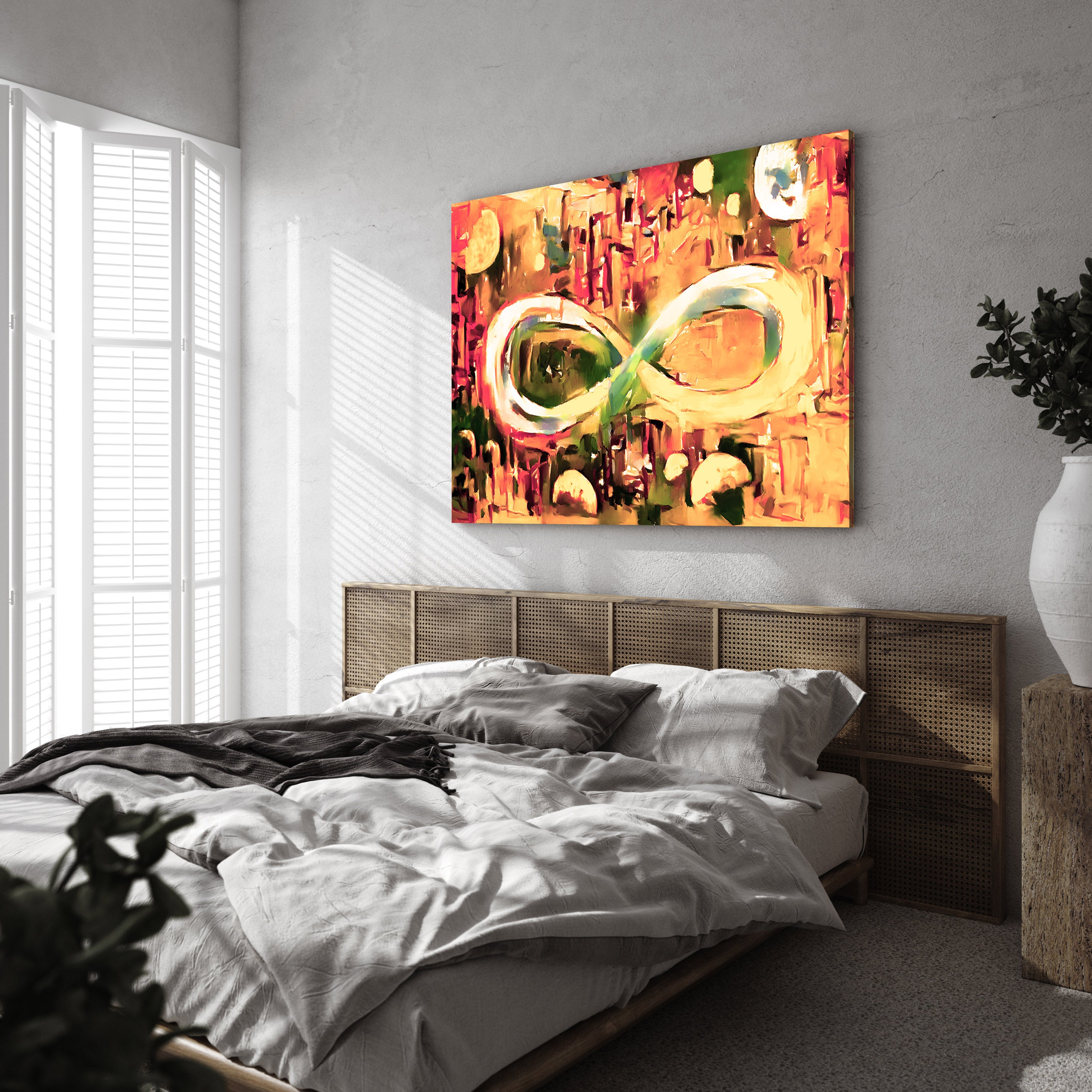 Infinite Galaxy Yellow & Orange, Infinity, Abstract Art, Canvas Wall Art, Wall Decor, Artistic Painting, Digital Artwork, Colorful
