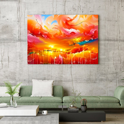 Stunning Sunset In Heaven fantasy action painting detailed painting