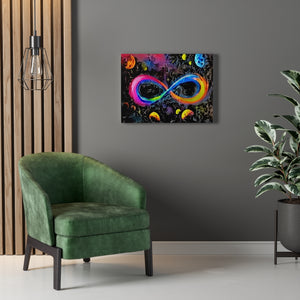Infinite Galaxy Textured Infinity Wall Art, Wall Decor,  Artistic Painting,  Stretched Canvas, Poster, Digital Artwork, Rainbow,