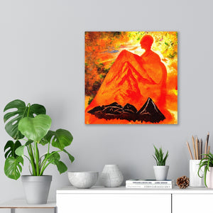 Head Over Hills Canvas Wall Poster - Orange Square