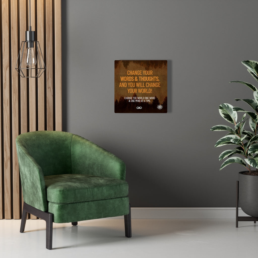 Change Your World' Motivational Mounted Canvas Print- Orange