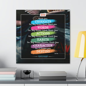Mental Health Poster Watch Your Thoughts Motivational Square Canvas Poster | Infinite Soldier