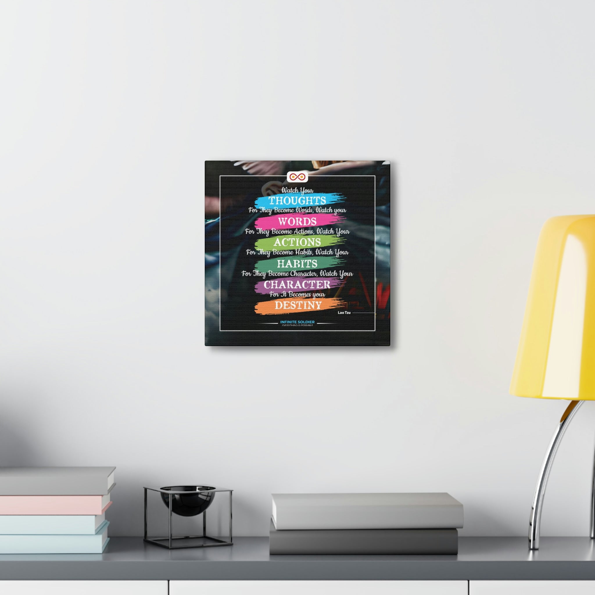 Mental Health Poster Watch Your Thoughts Motivational Square Canvas Poster | Infinite Soldier