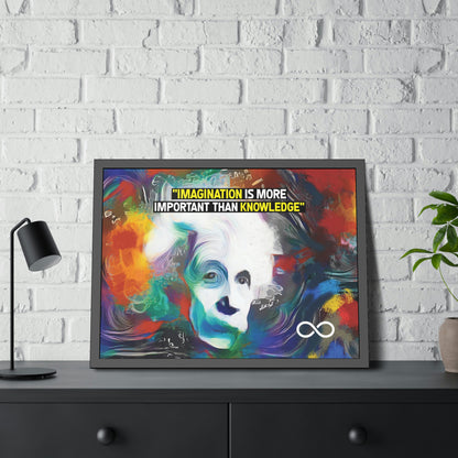 Einstein's Imagination Is More Important Than Knowledge Framed Motivational Canvas Poster