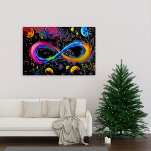 Infinite Galaxy Textured Infinity Wall Art, Wall Decor,  Artistic Painting,  Stretched Canvas, Poster, Digital Artwork, Rainbow,