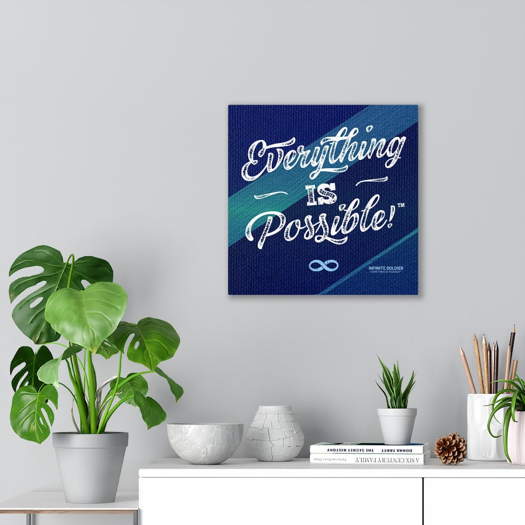 Everything Is Possible Motivational Canvas Poster - Blue Square