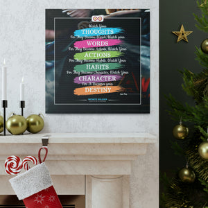 Mental Health Poster Watch Your Thoughts Motivational Square Canvas Poster | Infinite Soldier