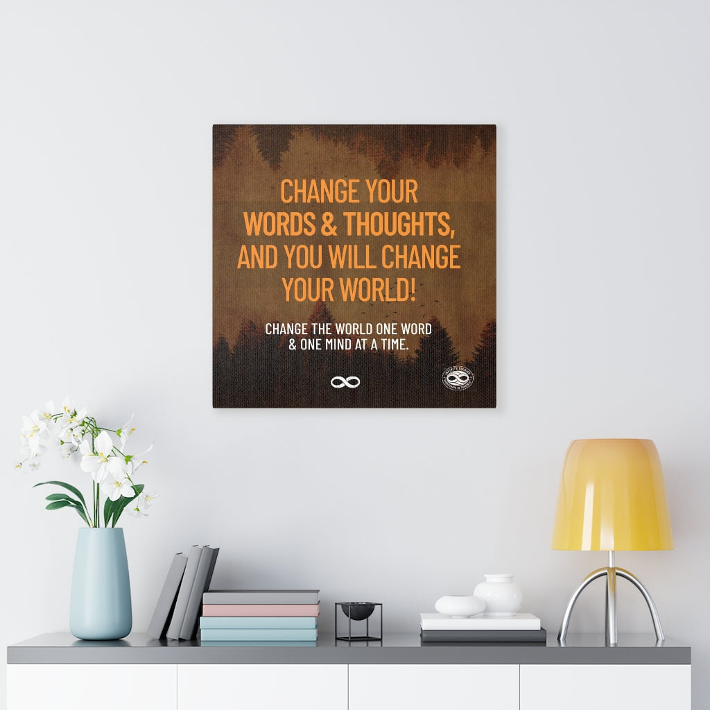 Change Your World' Motivational Mounted Canvas Print- Orange