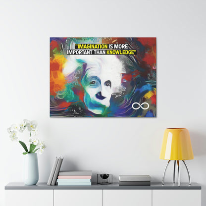 Einstein's 'Imagination Is More Important Than Knowledge' Motivational Scientific Canvas Poster