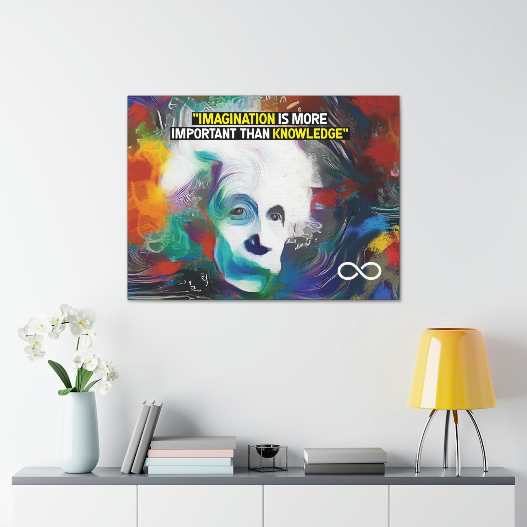 Einstein's 'Imagination Is More Important Than Knowledge' Motivational Scientific Canvas Poster
