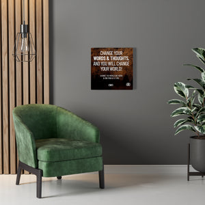 Change Your Words' Motivational Mounted Canvas Print- Brown
