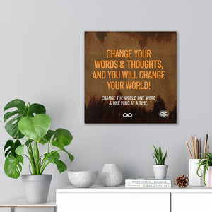 Change Your World' Motivational Mounted Canvas Print- Orange