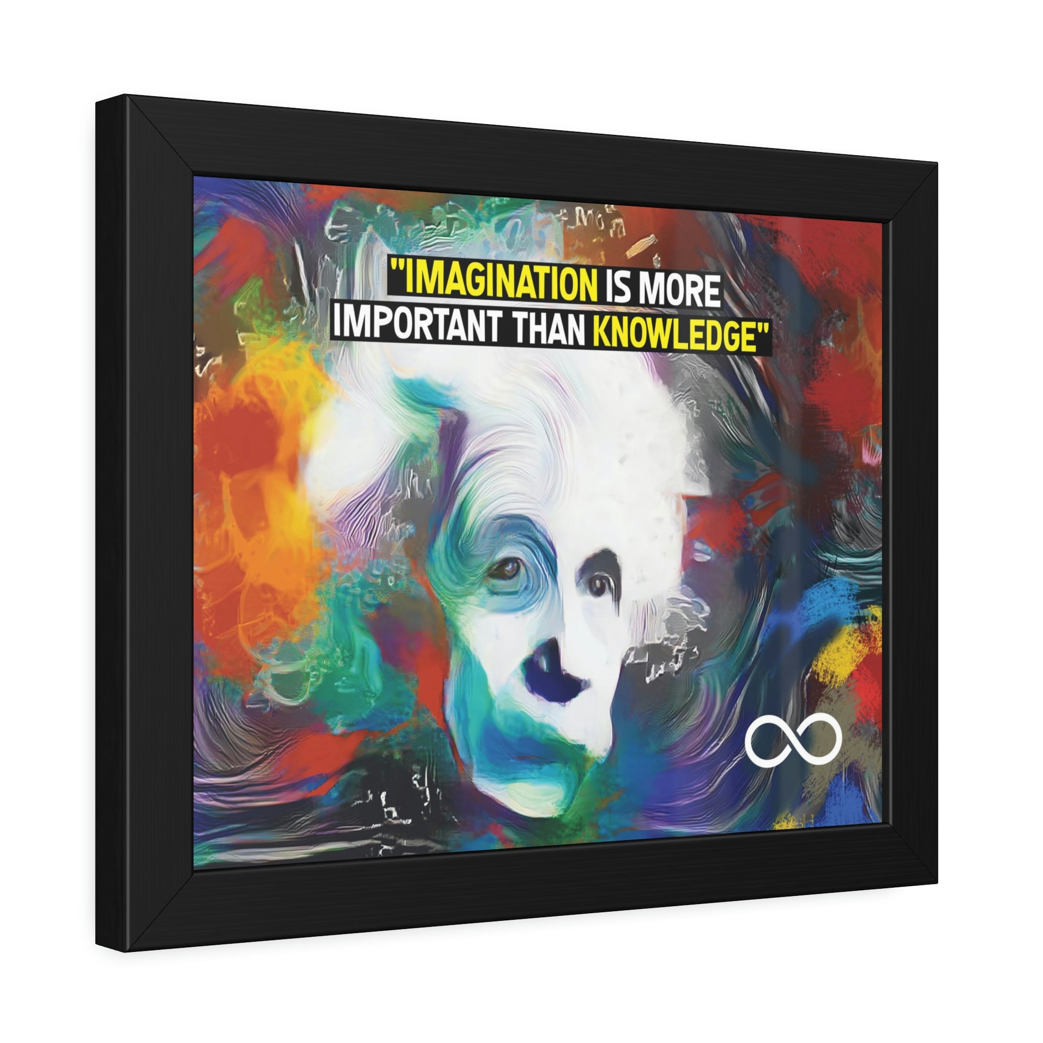 Einstein's Imagination Is More Important Than Knowledge Framed Motivational Canvas Poster