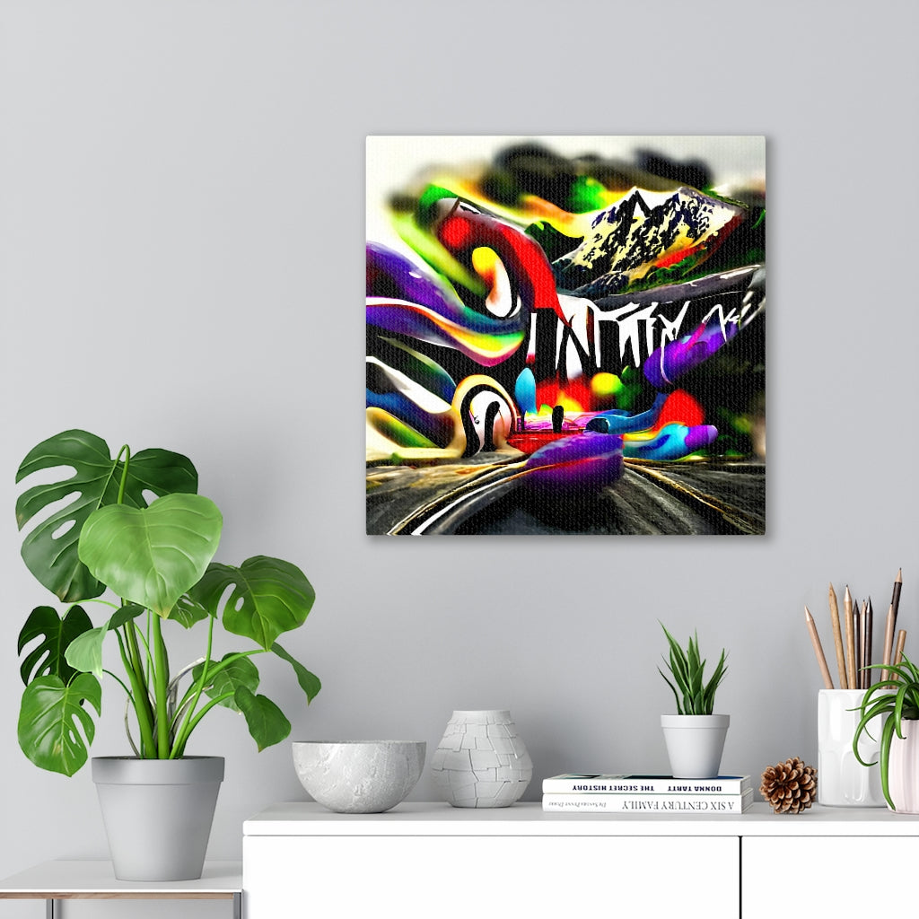 Do you want to slide down infinite mountains Infinity street art colourful airbrush art watercolor cosmic infinity moonscape