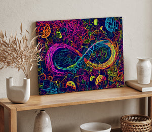 Infinite Galaxy -Neon Infinity Canvas Wall Decor,  Canvas Prints, Wall Art, Wall Decor, Painting, stretched Canvas, Digital Artwork