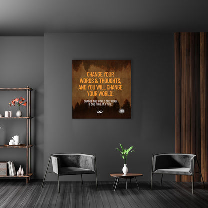 Change Your World' Motivational Mounted Canvas Print- Orange