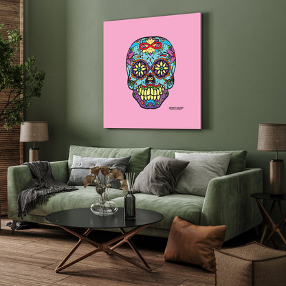 Sugar Skull To Infinity Mounted Canvas Print - Pink
