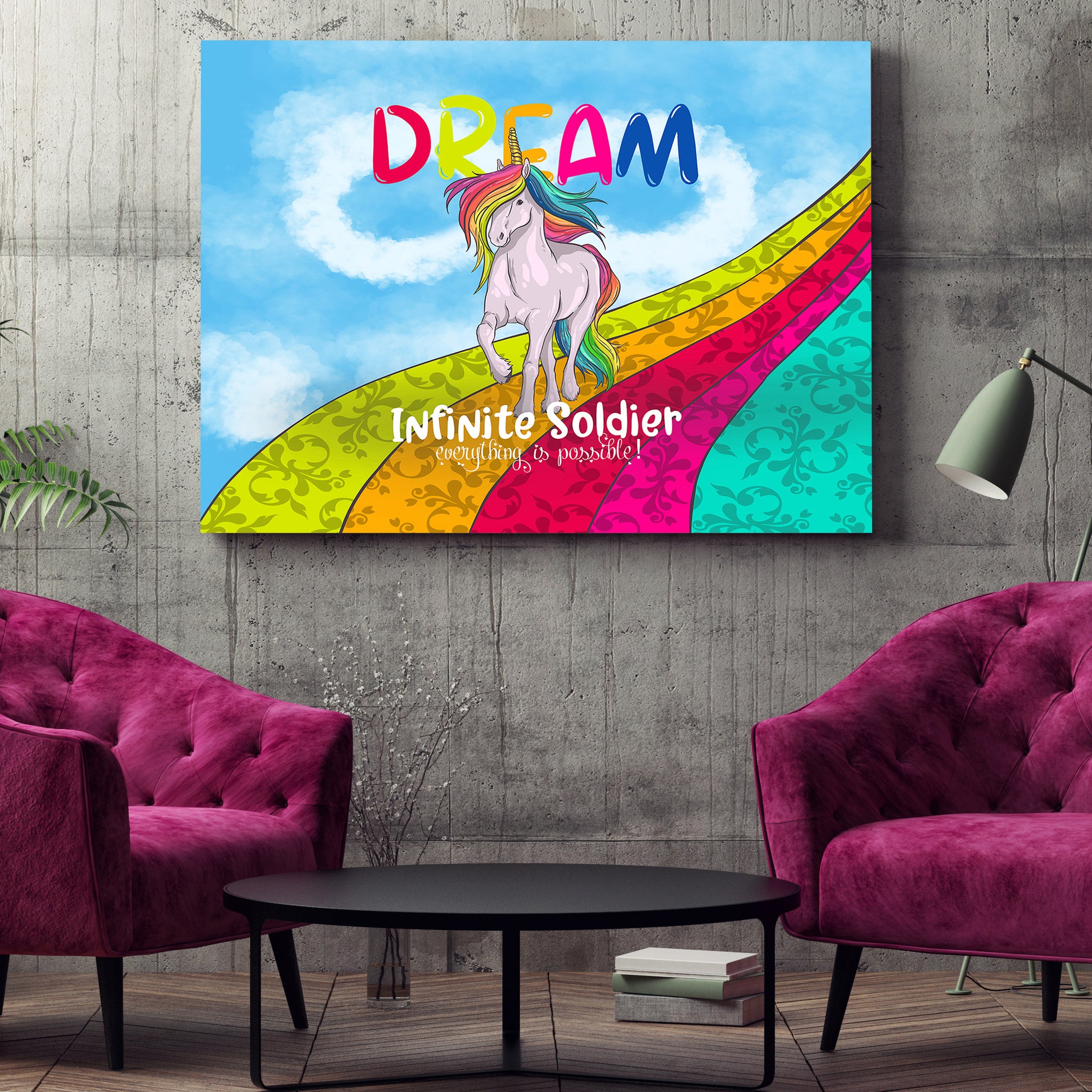 Dream Rainbow Infinite Unicorn Canvas Wall Art