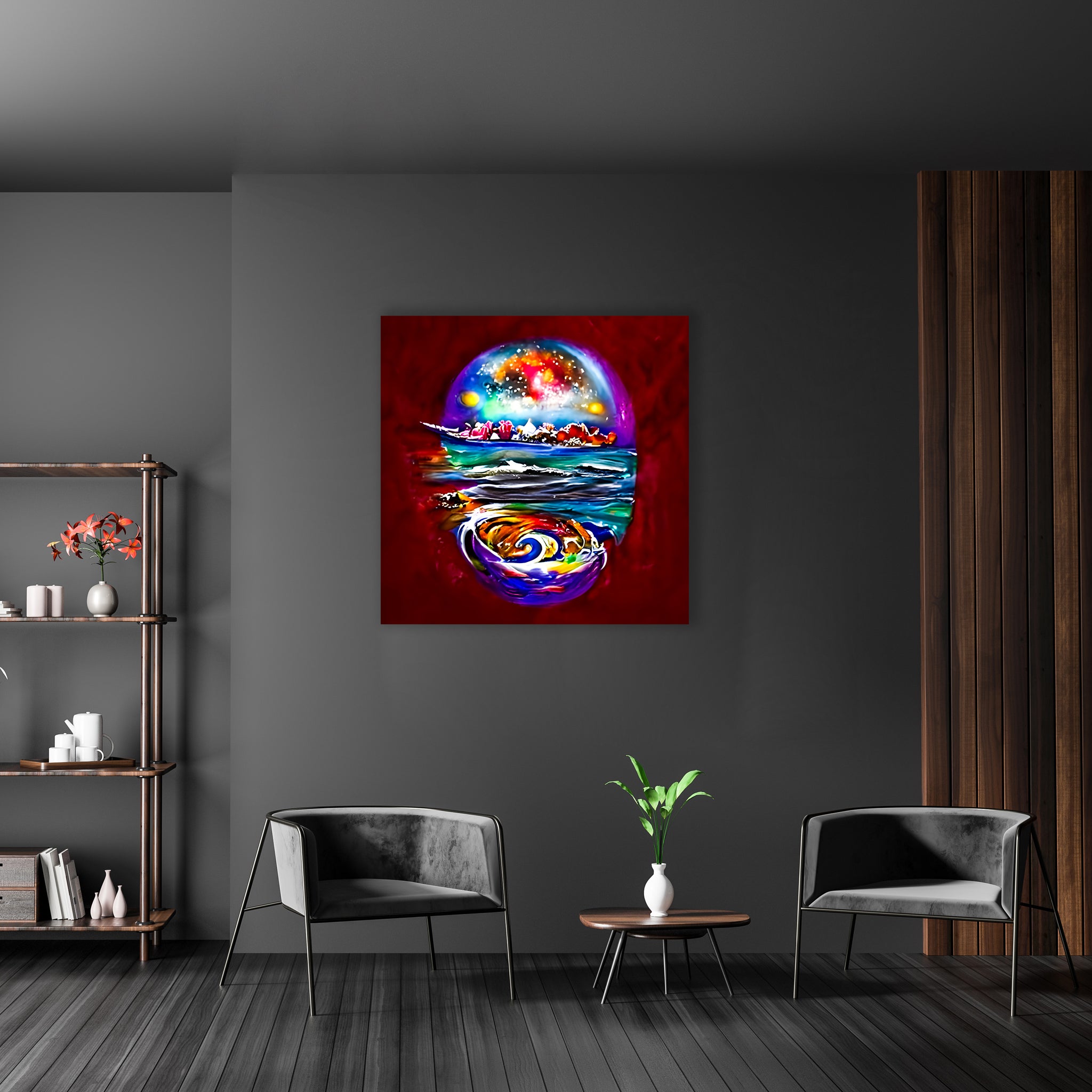 abstract planet earth colorful painting art