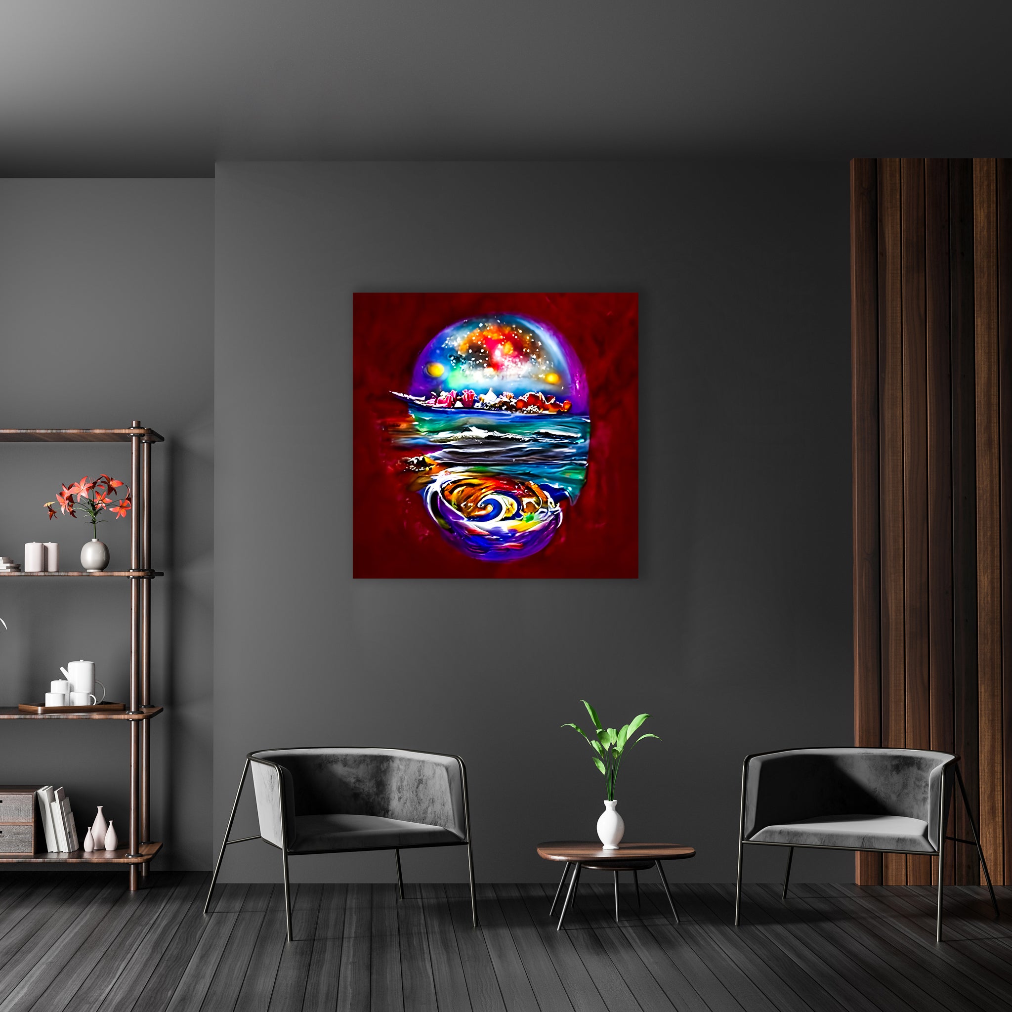 abstract planet earth colorful painting art