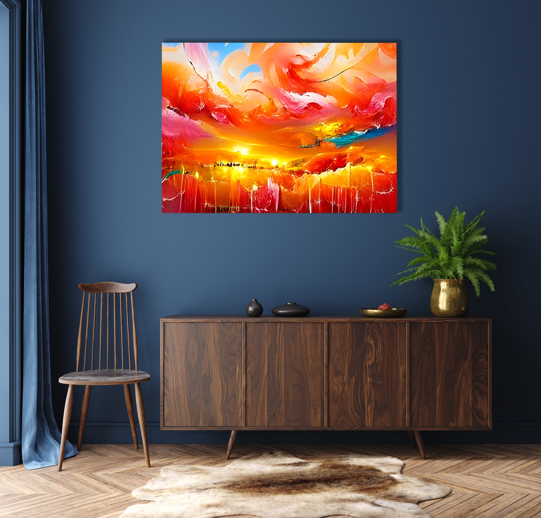 Stunning Sunset In Heaven fantasy action painting detailed painting