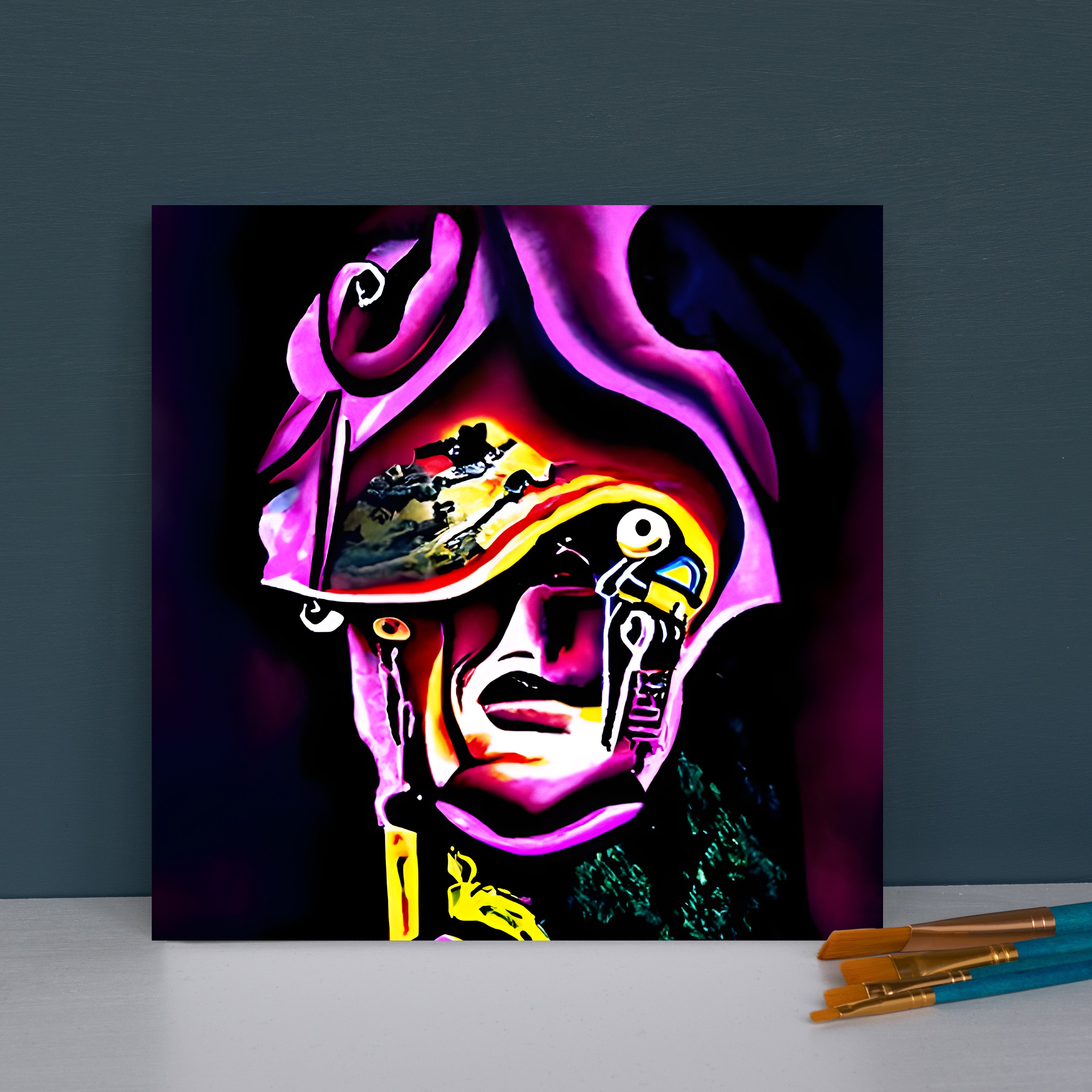 peaceful infinite soldier surrealism melting oil on canvas