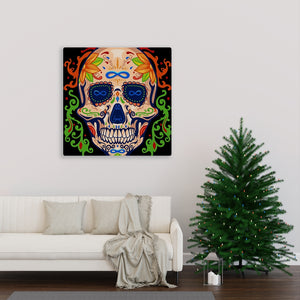 Colorful Infinity Sugar Skull Canvas Wall Art