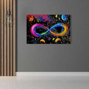 Infinite Galaxy Textured Infinity Wall Art, Wall Decor,  Artistic Painting,  Stretched Canvas, Poster, Digital Artwork, Rainbow,
