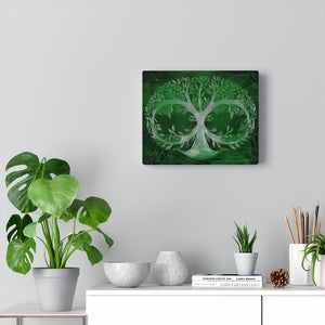 Dark Green Infinite Tree Of Life Wall Art, Canvas Painting, Infinity , Fine Canvas Print, Wall Decor, Abstract, Digital Art, Family Tree