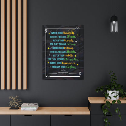 Inspirational Lao Tzu Quote on Black Canvas | Infinite Soldier