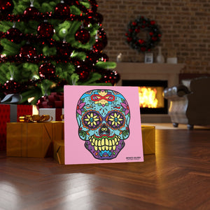 Sugar Skull To Infinity Mounted Canvas Print - Pink