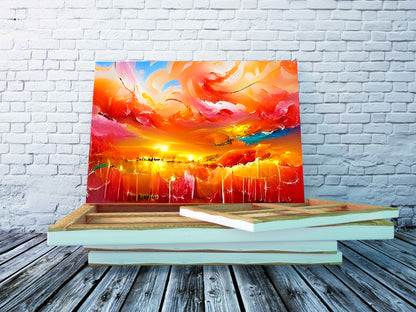 Stunning Sunset In Heaven fantasy action painting detailed painting