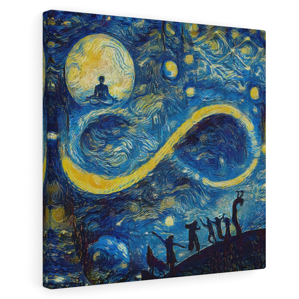 Infinity Moon Light Gathering, Starry Night Inspired Canvas Painting, Canvas Art Print, Wall Decor, Canvas Painting , Large Wall Art