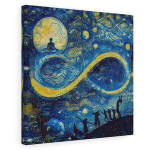 Infinity Moon Light Gathering, Starry Night Inspired Canvas Painting, Canvas Art Print, Wall Decor, Canvas Painting , Large Wall Art