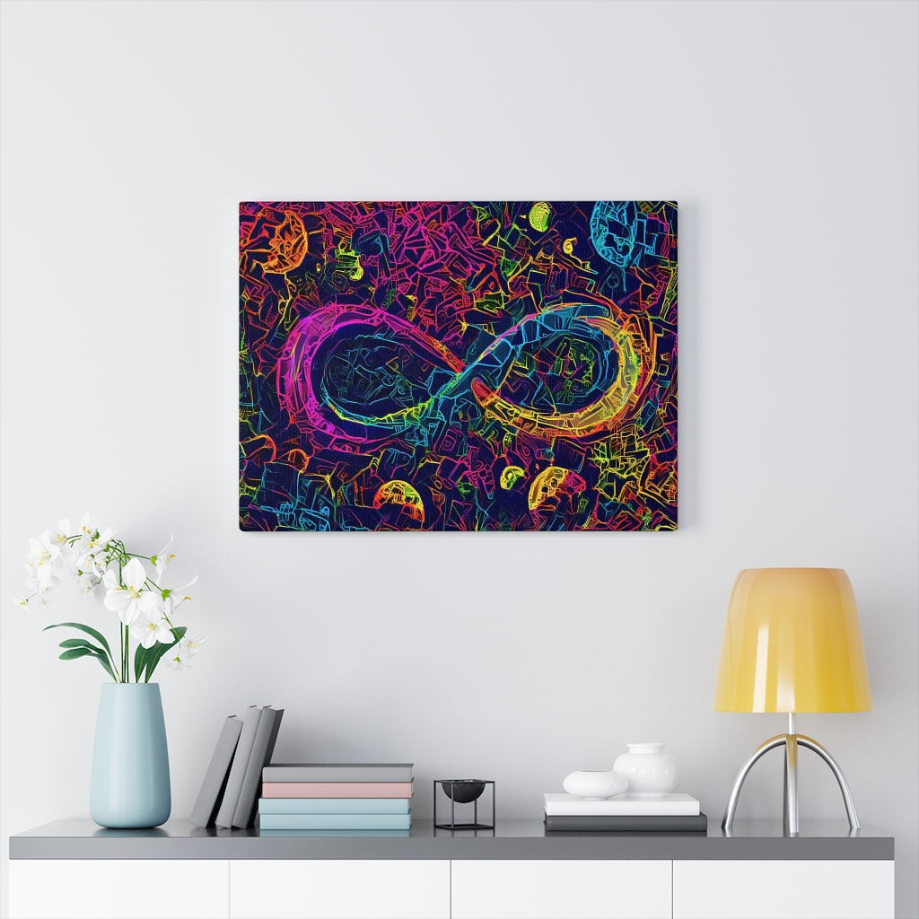 Infinite Galaxy -Neon Infinity Canvas Wall Decor,  Canvas Prints, Wall Art, Wall Decor, Painting, stretched Canvas, Digital Artwork