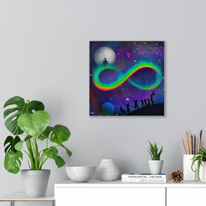 Infinity Moon Light Gathering, Canvas Painting, Canvas Art Print, Wall Decor, Juggling,  Artistic Painting, Rainbow Moon, Digital Artwork