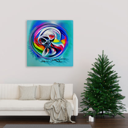 Rainbow Infinity Sugar Skull Canvas Wall Decor, Charcoal drawing Acrylic art Airbrush Art beautiful colourful