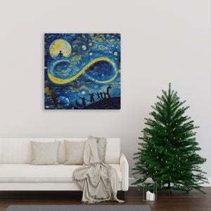 Infinity Moon Light Gathering, Starry Night Inspired Canvas Painting, Canvas Art Print, Wall Decor, Canvas Painting , Large Wall Art