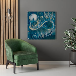 Infinity Moon Light Gathering, Blue Night Canvas Painting, Canvas Art Print, Wall Decor, Canvas Painting , Large Wall Art, Digital Art